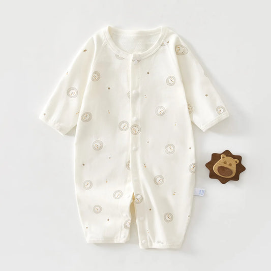 AYNIGIELL Summer Baby Mesh Jumpsuit, Pure Cotton Thin Design Baby Long Sleeved Air-conditioned Clothing Pajamas Newborn Clothing