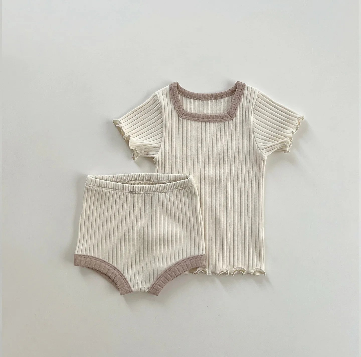 0-24M Newborn Kid Baby Boy Girl Clothes Set Summer Cotton Short Sleeve Top T Shirt Shorts Set Cute Stretch 2pcs Outfit Set