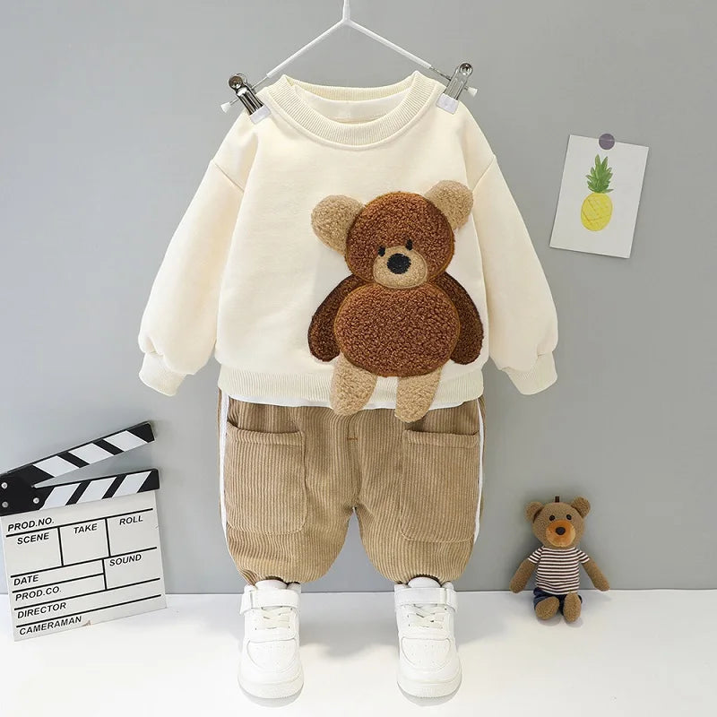 Baby clothes 2026 new spring and autumn children's long sleeved set, male and female children's teddy bear two-piececasualsports