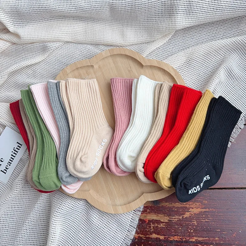 Baby Cute Socks Girls Newborn Infant Kid Solid Stripe Socks Toddler Anti Slip Cotton Infant Short Sock For 0-3Years