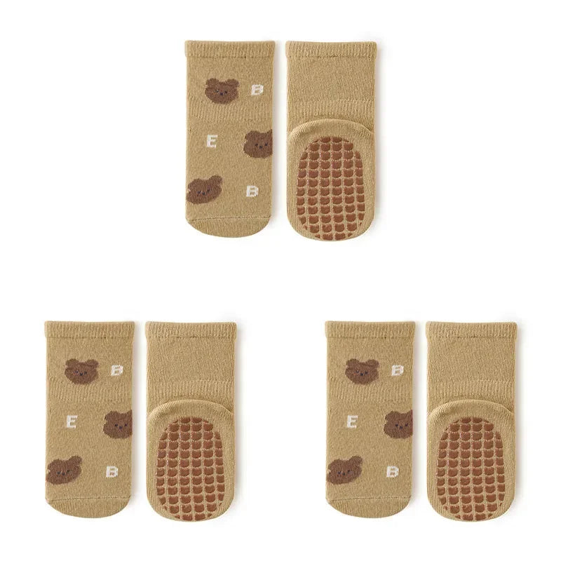 3 Pairs Newborn Baby Socks Cartoon Toddler Anti Slip Cotton Floor Socks for Girl Boy Cute Unisex Accessories Four Season