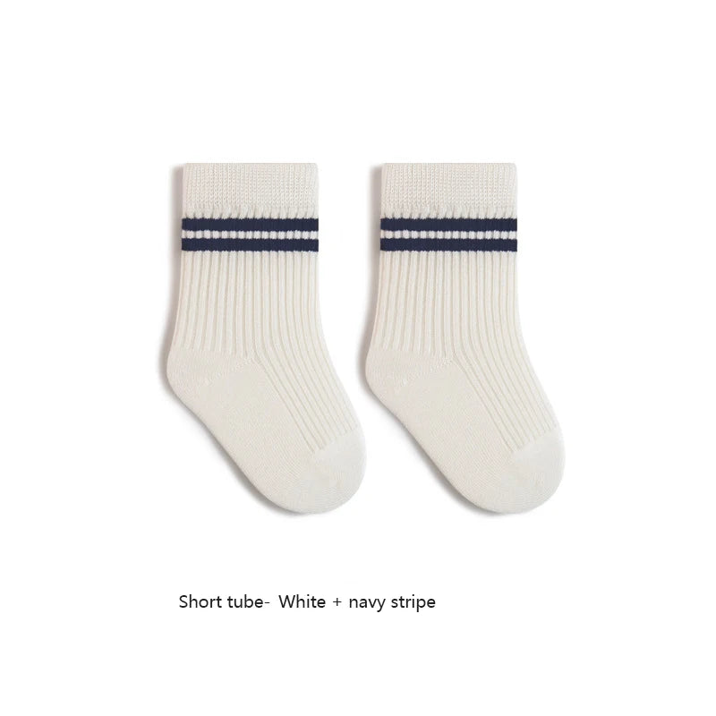 Spring Mid Tube Baby Socks Sport Soft Children Kids Socks Breathable Kids Boys Girl Socks Strip Mid Tube Socks