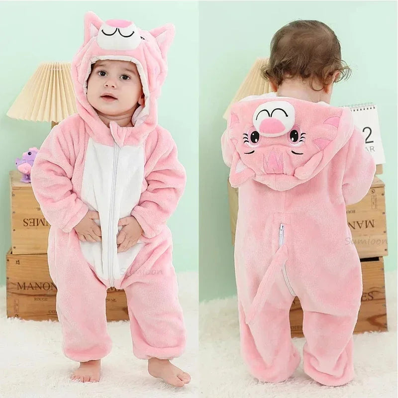 Newborn Kids Monkey Kigurumi Pajamas Winter Thick Baby Blanket Slppers Toddler Infant Clothes Hooded Animal Pyjamas Sleepwear