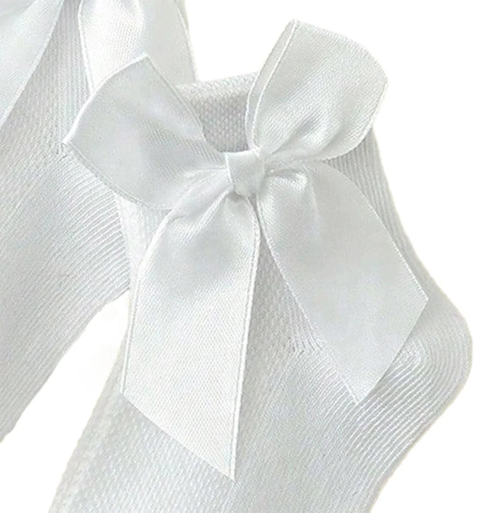 3 Pairs of Baby Girls Sockings with Bows, Breathable and Sweat-Absorbent Socks for Kids, Suitable for Wearing All Year Round