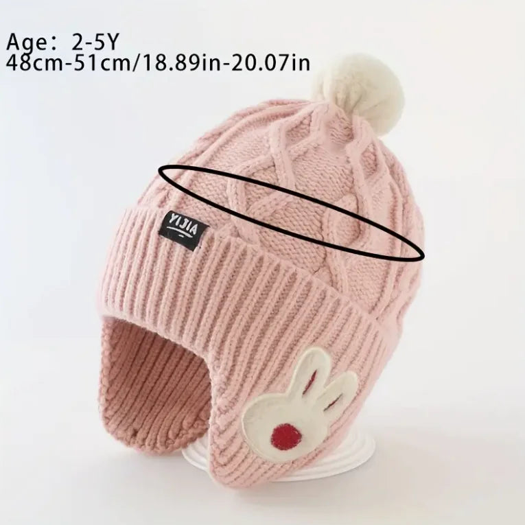 Kids' Winter Hat with Ear Flaps - Soft Warm Knit Beanie for Boys & Girls, -5 Years Comfortable Headwear, Outdoor Playwear