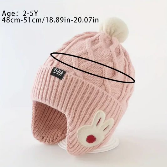 Kids' Winter Hat with Ear Flaps - Soft Warm Knit Beanie for Boys & Girls, -5 Years Comfortable Headwear, Outdoor Playwear