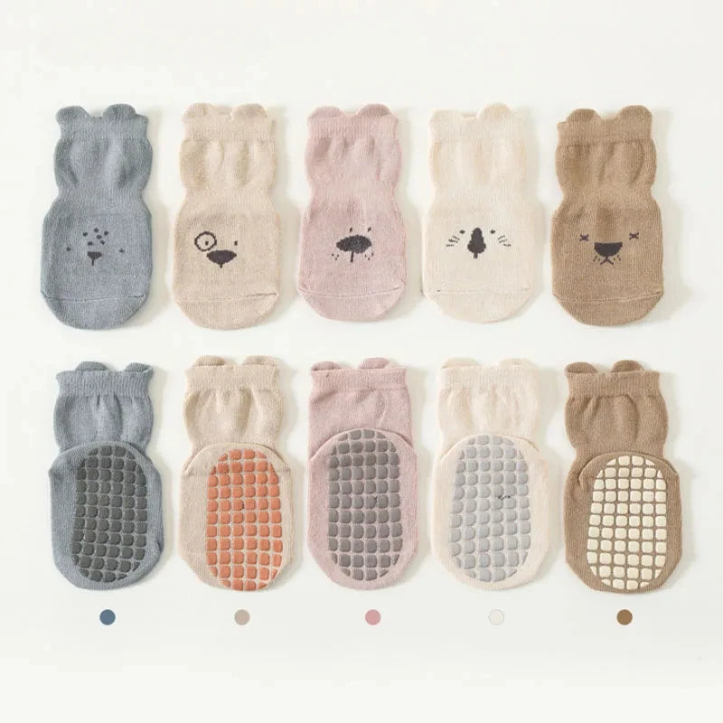 3/5/1Pairs/Lot Baby Socks Infant Newborn Anti-Slip Cotton Floor Socks For Girls Boys Cute Unisex Rubber Grips Toddler Socken
