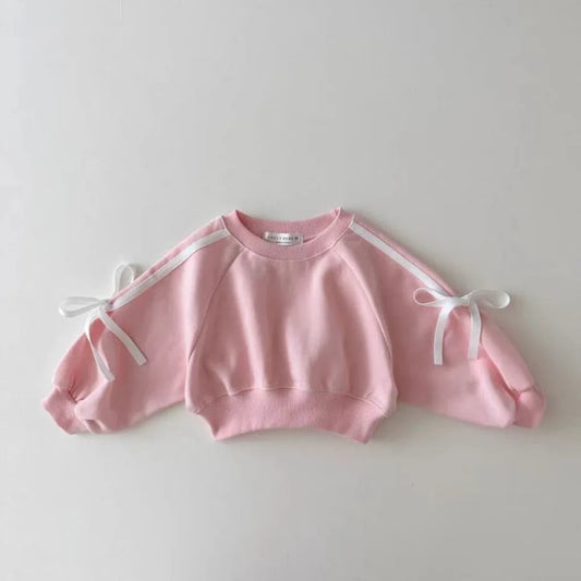 2025 Spring New Children Long Sleeve Sports Set Baby Girl Cute Bow Sweatshirt + Pants 2pcs Suit Toddler Versatile Casual Outfits