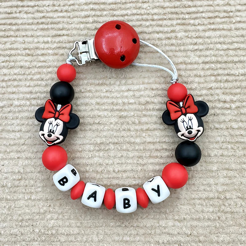 Customized Personalized Name English Letters Silicone Soothing Pacifier Chain Clips Holder Teether Pendants Teething Baby Gifts