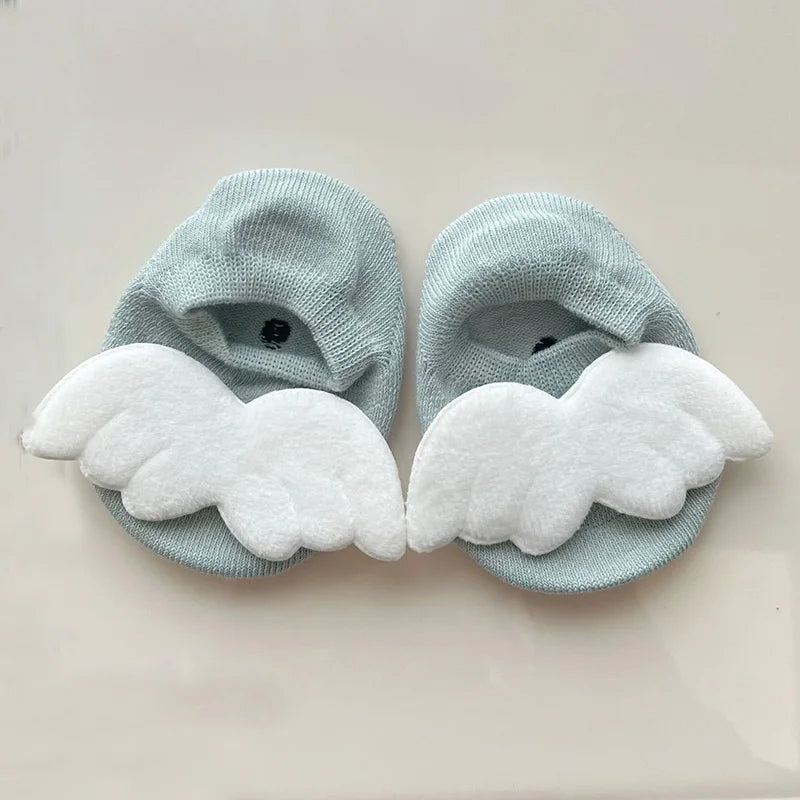 Baby Boys Angel Wing Socks Elastic Cotton Solid Color Newborn Socks Girls Spring Summer Anti-slip Floor Low-cut Socks for 0-3Yrs