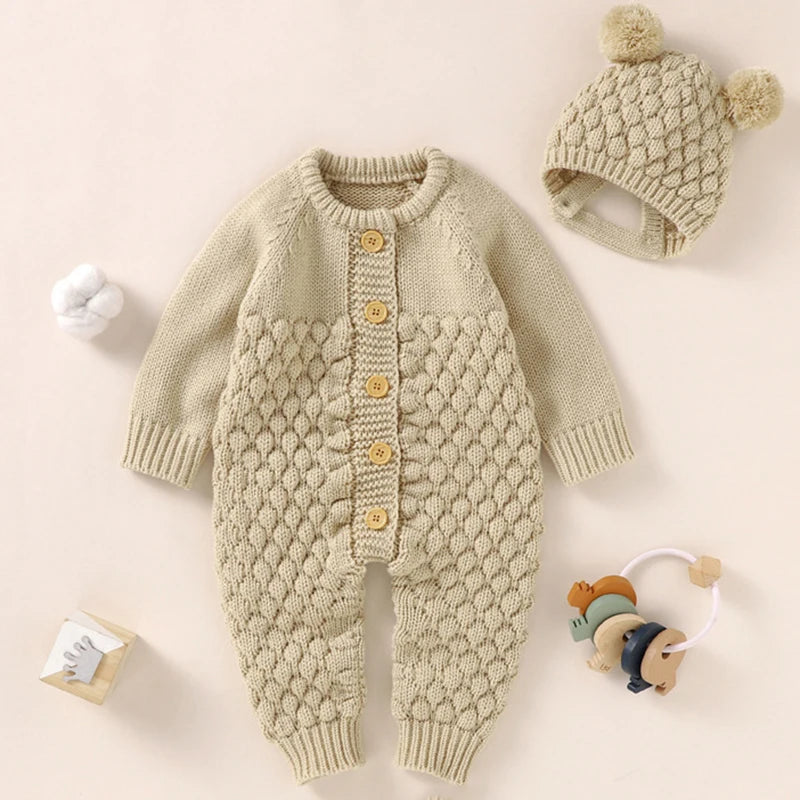 0-24M Newborn Baby Romper Shoes Gloves Set Knit Girl Boy Jumpsuit Boot Mitten Solid Toddler Infant Long Sleeve Knit Clothing