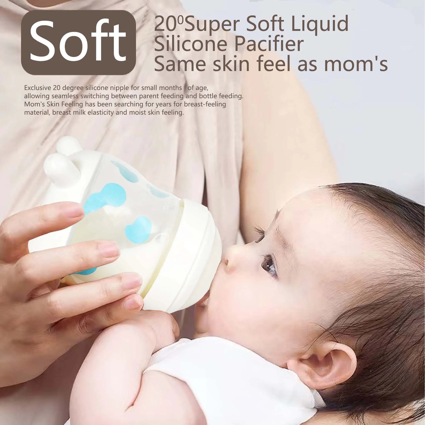 180ML/270ML cute cow shaped anti bloating baby PP bottle without handle, silicone replacement nipple available for sale