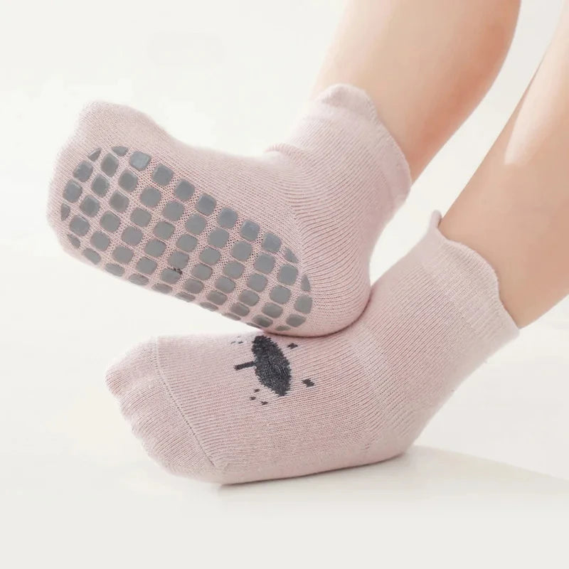 3/5/1Pairs/Lot Baby Socks Infant Newborn Anti-Slip Cotton Floor Socks For Girls Boys Cute Unisex Rubber Grips Toddler Socken