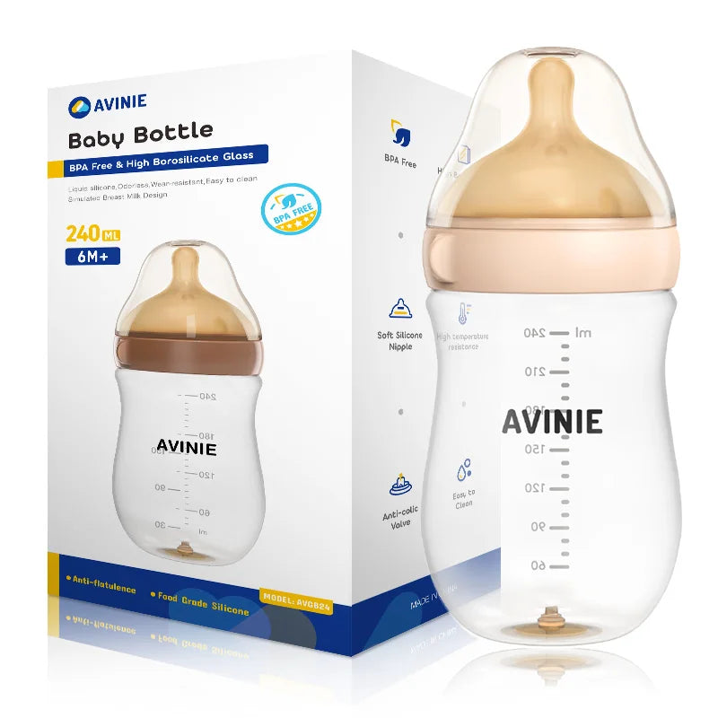 MAMIJOY  High boron silicon Glass milk bottle Wide caliber Newborn babies 0 to 6 months Glass milk bottle Anti-Colic BPA Free