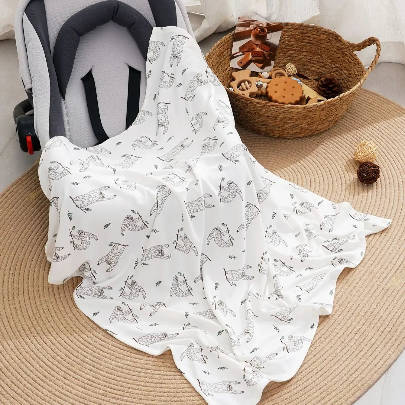 Elinfant Newborn Bamboo Receiving Blankets Infant Swaddle Blankets Soft Cozy Baby Swaddle Blanket Nursery Accessories Essentials