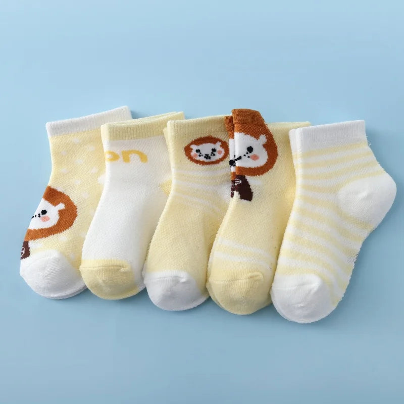 5Pairs/lot Infant Baby Socks For Girls Boys Summer Mesh Thin Baby Socks Cotton Casual Print Newborn Toddler Boy Sock 0-24Month