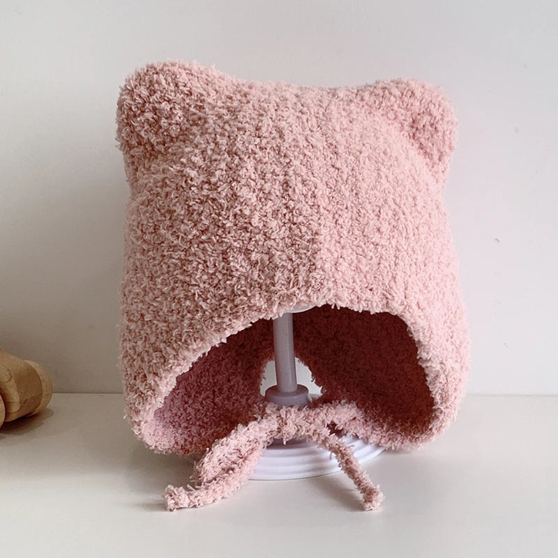 Winter Baby Beanie Cap Cartoon Ear Protection Soft Warm Knitted Hat For Boy Girl Toddler Cute Cat Crochet Hats Gorros Kids