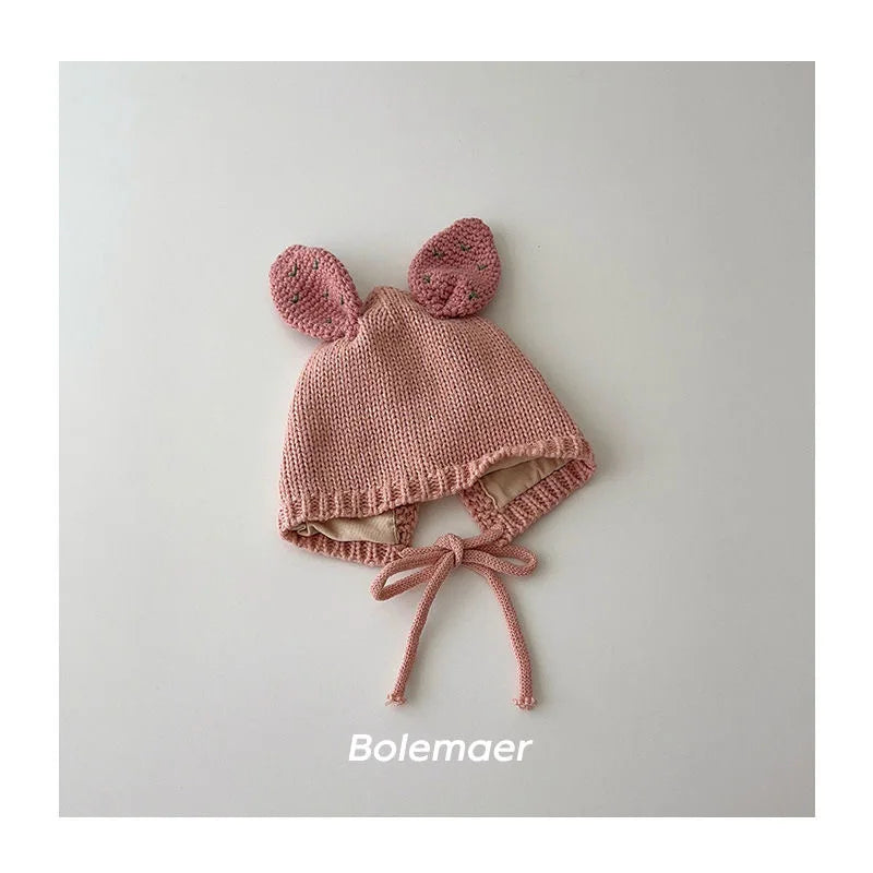 Cute Baby Bunny Hat With Ear 2025 Autumn Children's Knitted Hat Boys Girls Beanie Cap Warm Wool Pullover Hat