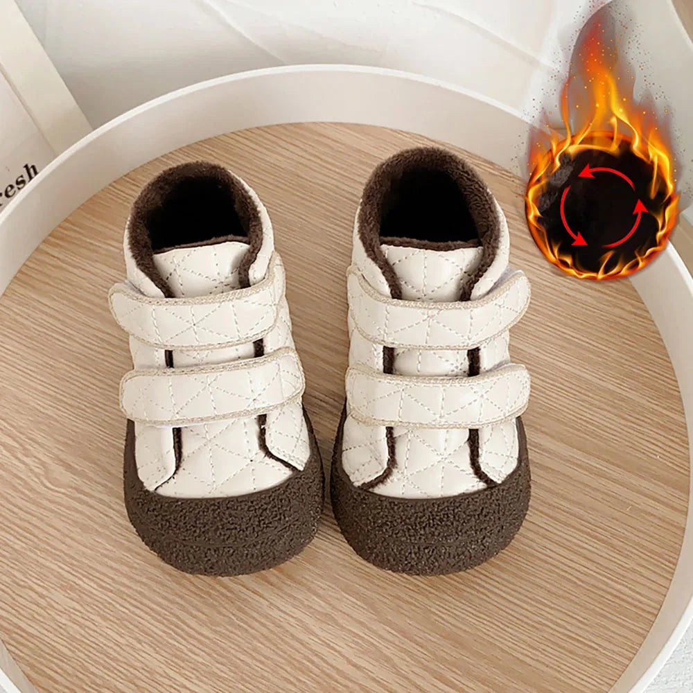 Winter Plush Shoes For Children Geniune Leather Boy's Girl's Toddler Shoes Ergonomics Soft-soled Boy's Girl's Faux Fur Warm Shoe