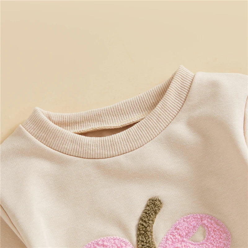 Baby Girls Halloween Sweatshirt Romper Pumpkin Bow Embroidery Long Sleeve Round Neck Bubble Jumpsuit Toddler Infant Clothes
