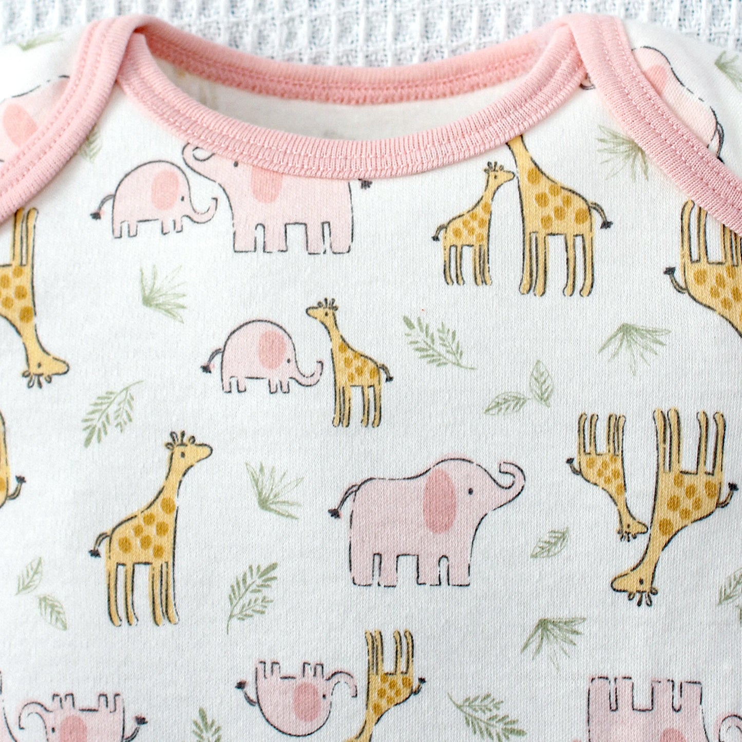  3PCS Summer Baby Girls Three Piece Bodysuit  Animal Kingdom and Elephant Letter Pattern Short Sleeve Bodysuit Mother's Day Gif