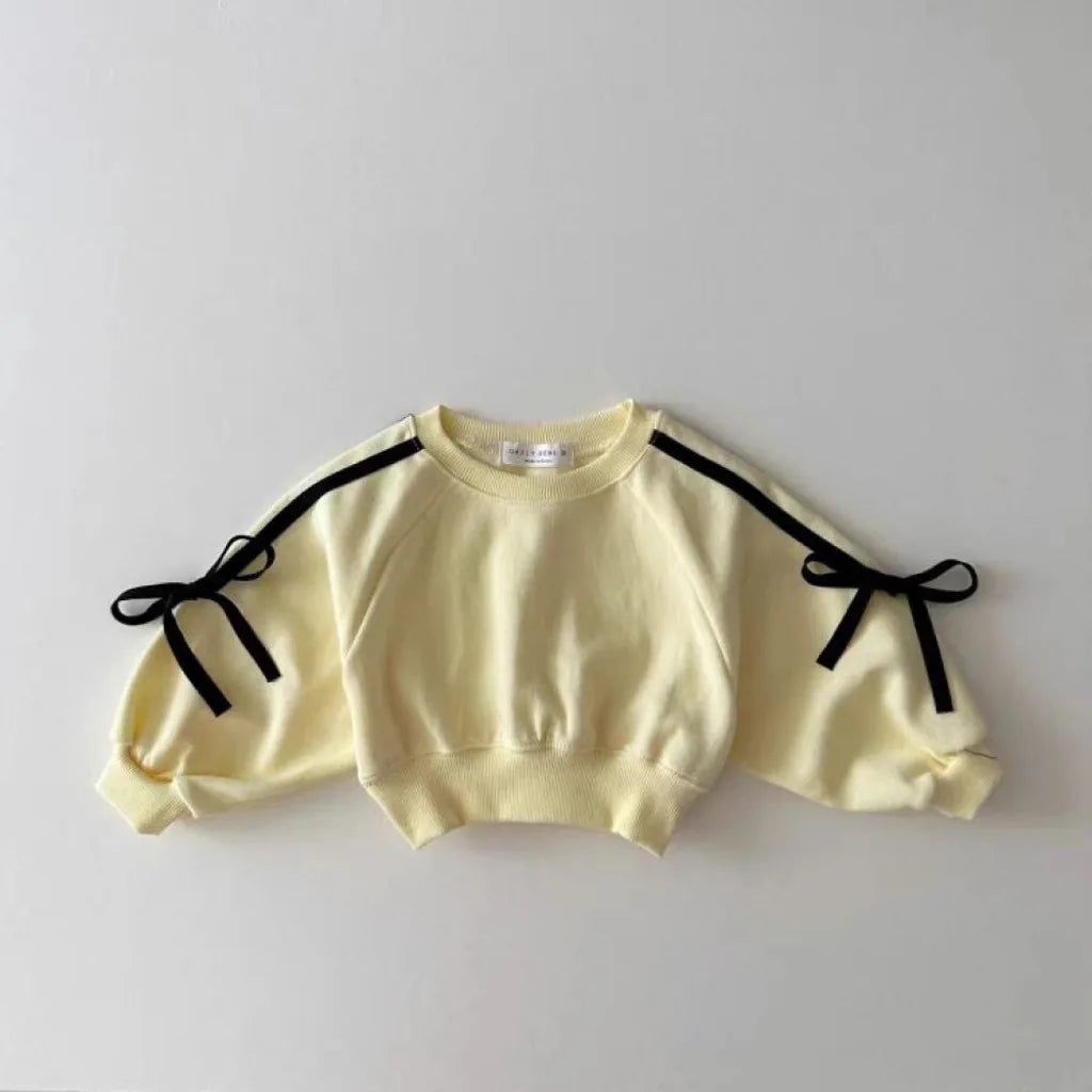 2025 Spring New Children Long Sleeve Sports Set Baby Girl Cute Bow Sweatshirt + Pants 2pcs Suit Toddler Versatile Casual Outfits