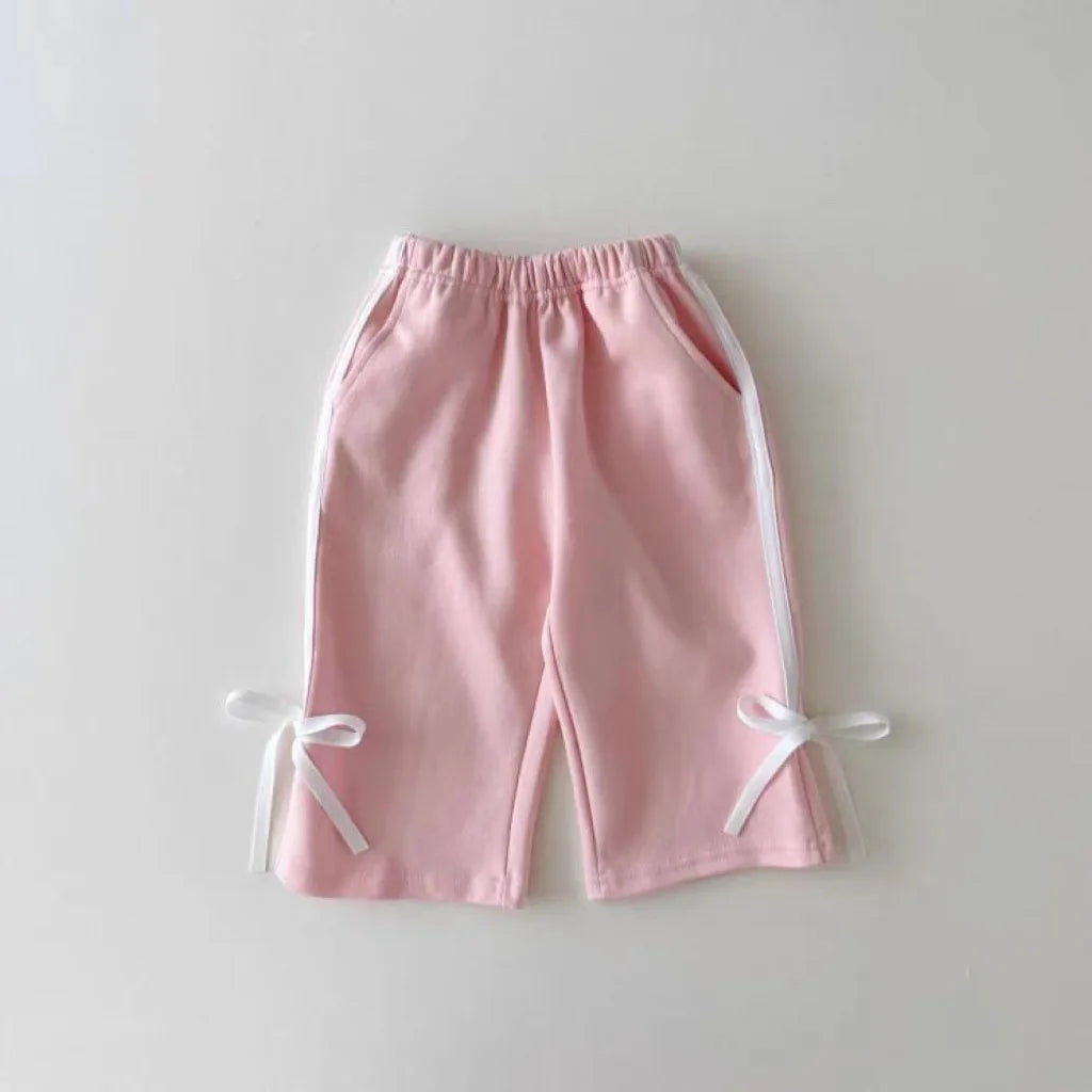 2025 Spring New Children Long Sleeve Sports Set Baby Girl Cute Bow Sweatshirt + Pants 2pcs Suit Toddler Versatile Casual Outfits