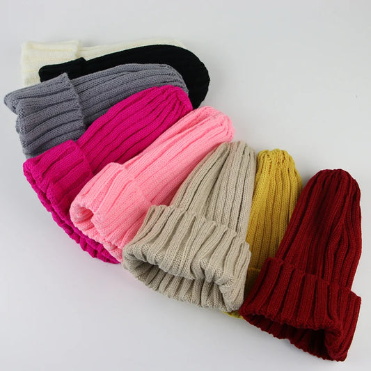 Autumn Winter Baby Hat Warm Knitted Toddler Girls Boys Beanie Solid Color Kids Outdoor Ear Protection Cap