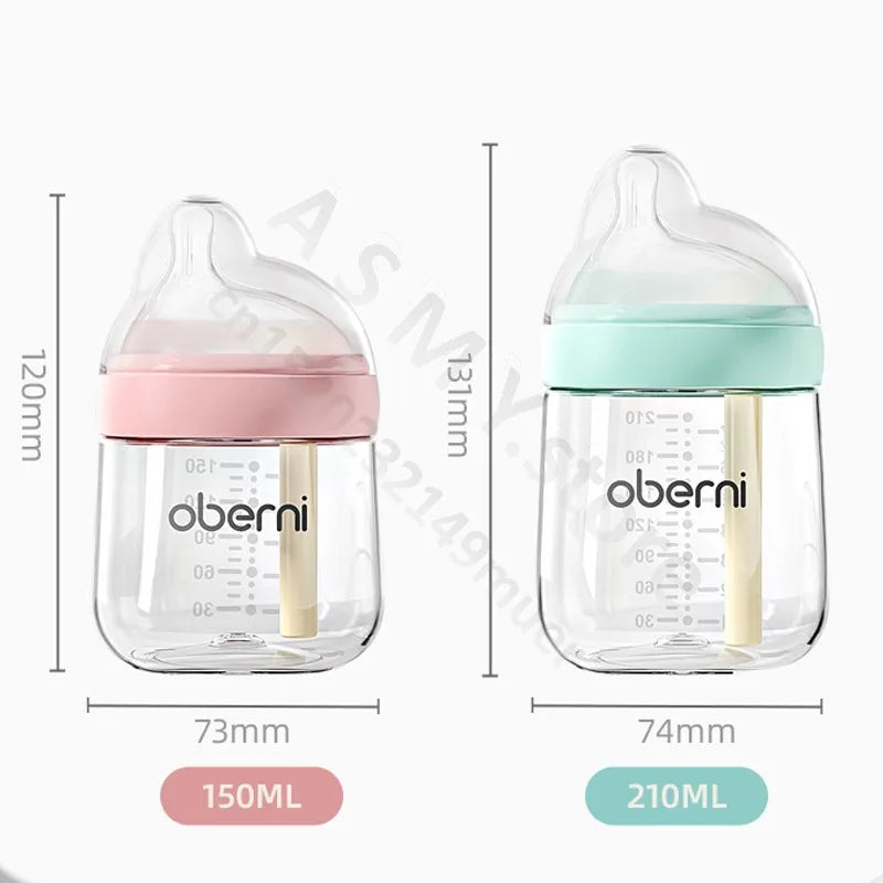 Anti-flatulence newborn glass bottle / wide mouth eccentric nipple anti-breastfeeding bottle / 150ML210ML glass bottle