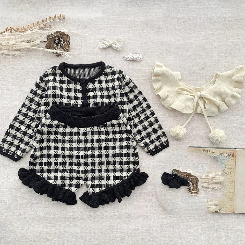 0-4Y Toddler Girls Boys Knit Suit Autumn Children Clothing Boys Girls Baby Knit Sweater Cardigan + Shorts Suit Baby Clothes Suit