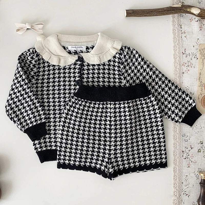 0-4Y Toddler Girls Boys Knit Suit Autumn Children Clothing Boys Girls Baby Knit Sweater Cardigan + Shorts Suit Baby Clothes Suit