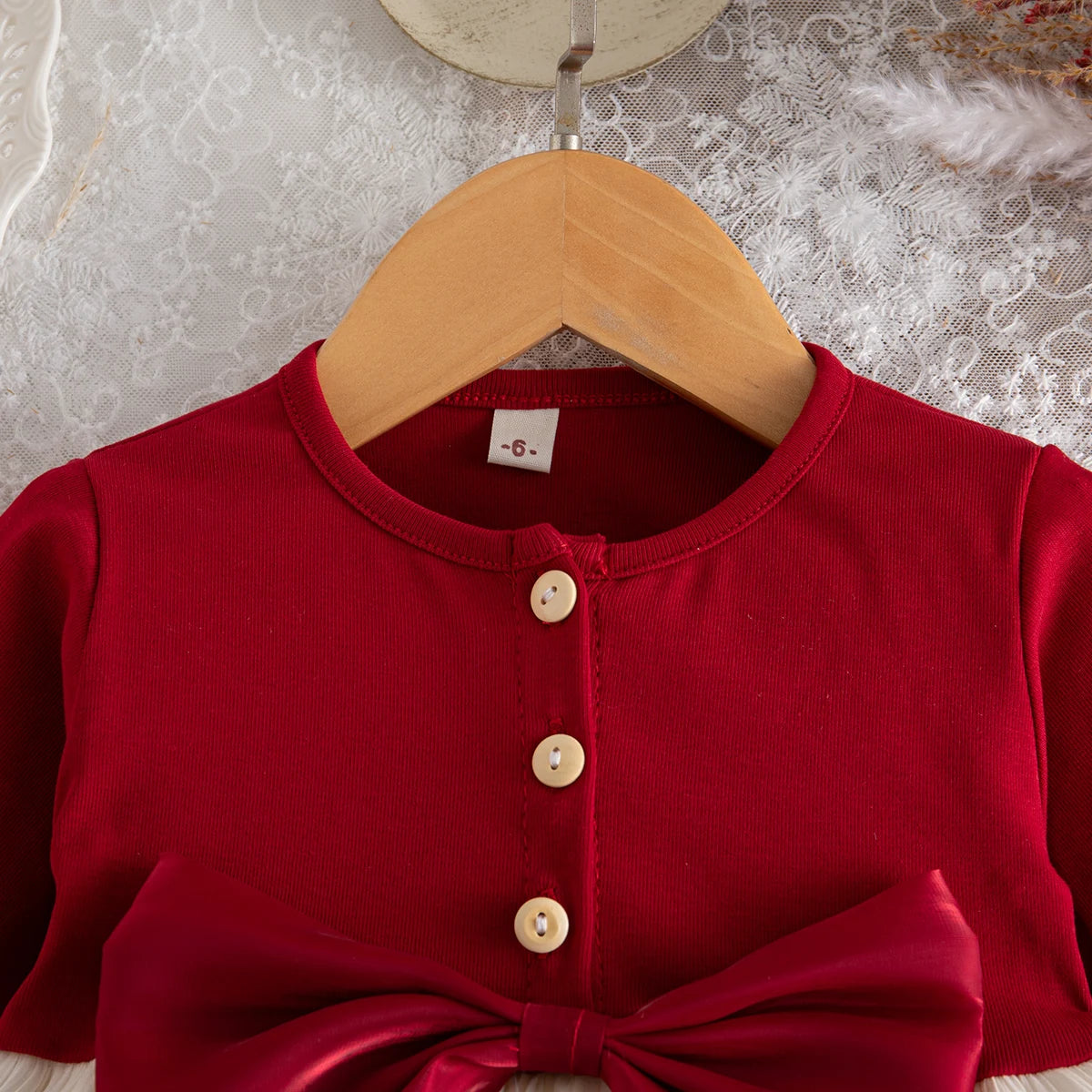 Baby Girl Dress Spring/Fall Red Long-Sleeve Bow Girls Dress Adorable Christmas Baby Dress Baby Girl Clothing