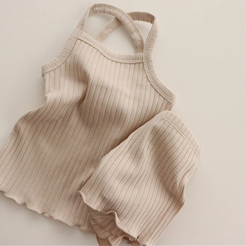2024 Baby Pajamas Set Loungewear Sleepwear Kids Long Sleeve Boy Girl Breathable Cotton Waffer Top and Bottom Children's Clothes