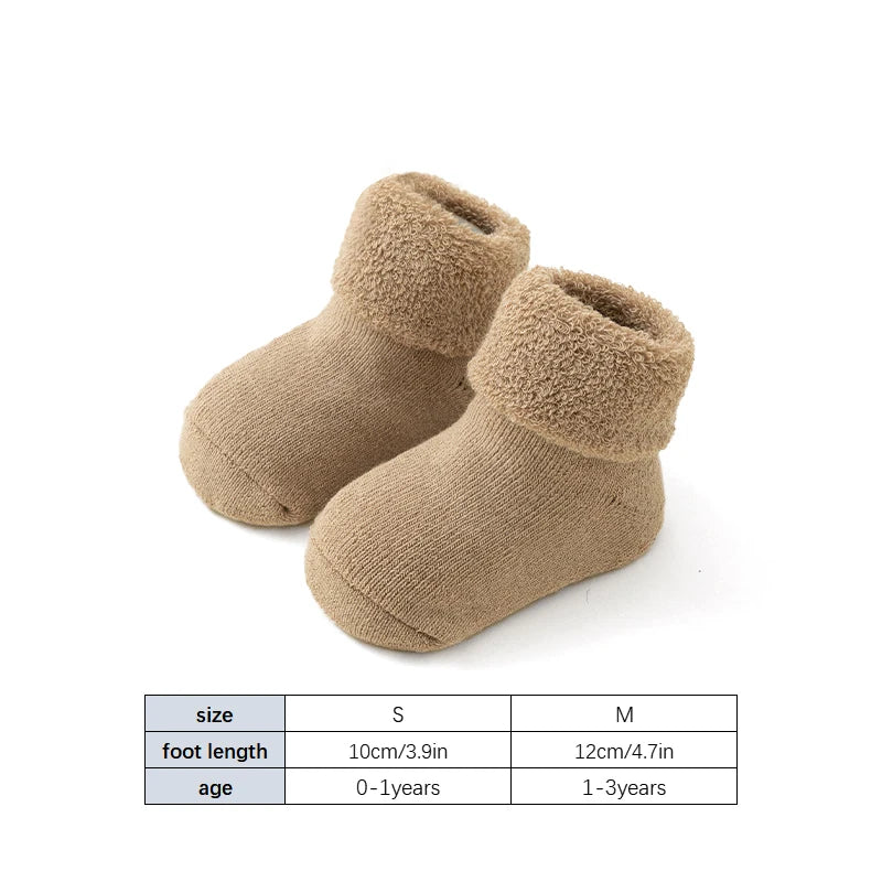 Solid Color Baby Socks Winter Thicken Warm Newborn Boy Girl Floor Socks Toddler Kids Non-slip Terry Socks