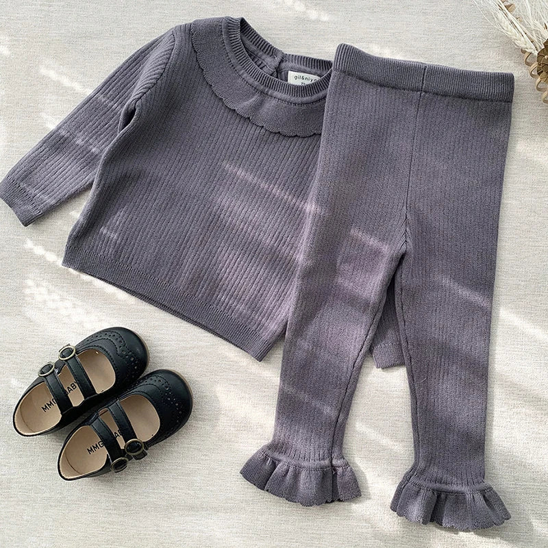 0-4Y Toddler Girls Boys Knit Suit Autumn Children Clothing Boys Girls Baby Knit Sweater Cardigan + Shorts Suit Baby Clothes Suit