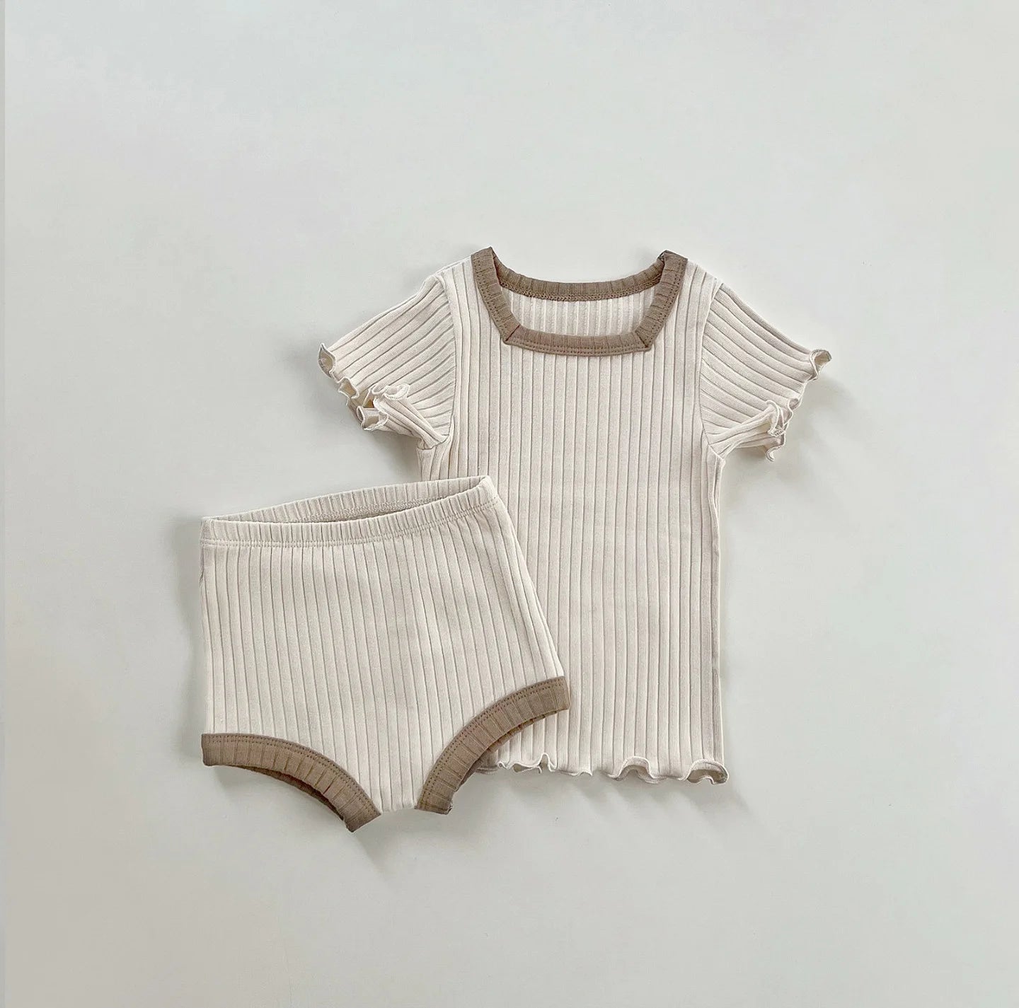 0-24M Newborn Kid Baby Boy Girl Clothes Set Summer Cotton Short Sleeve Top T Shirt Shorts Set Cute Stretch 2pcs Outfit Set