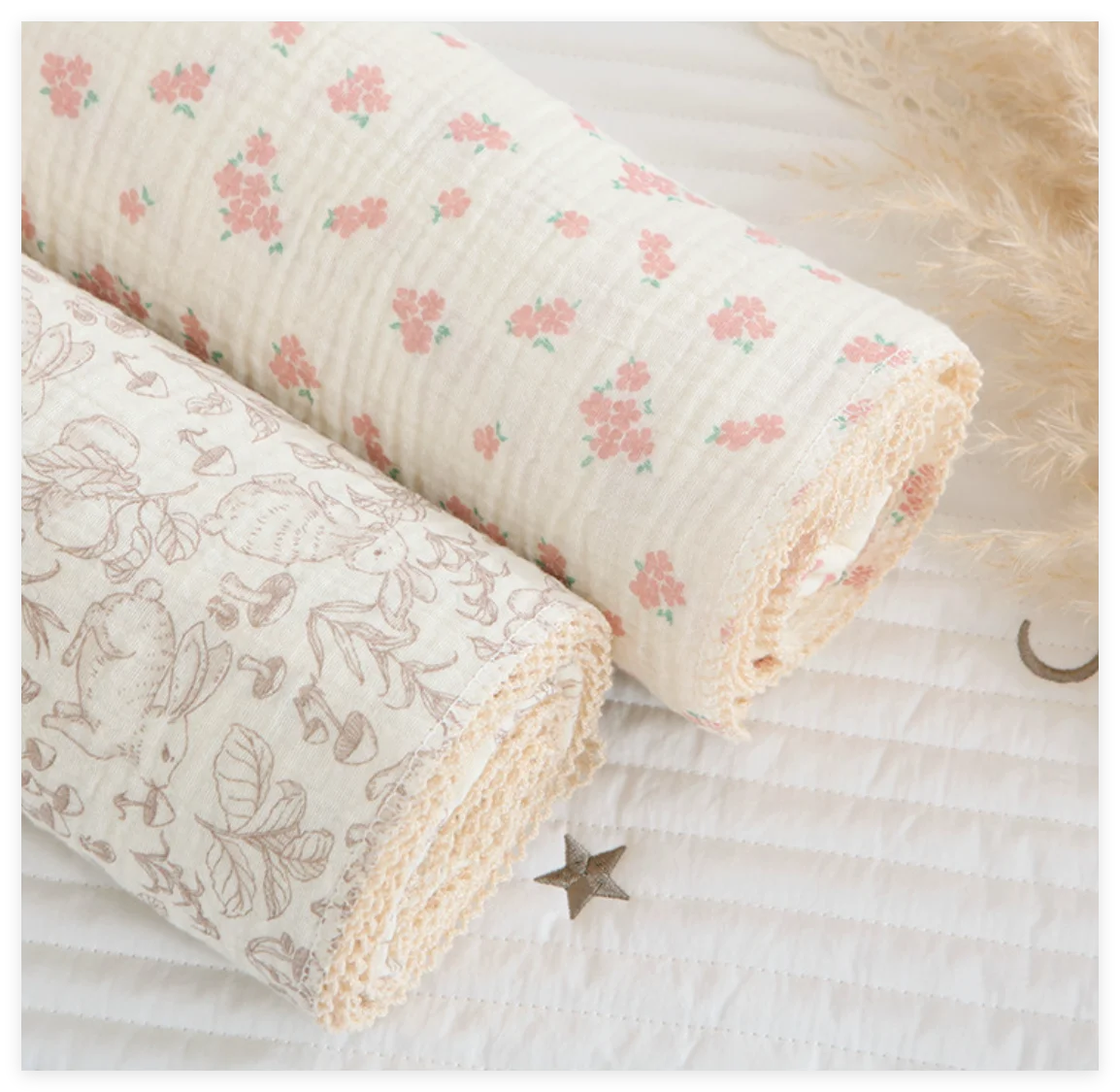 Newborn Baby Blanket Summer 2 Layers Muslin Swaddle Wrap Blankets Cotton Soft Baby Wrap Receiving Blanket For Crib Bath Towels