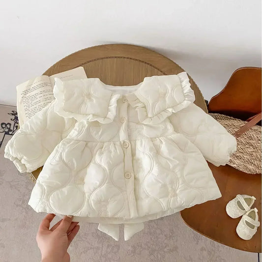 7935 Baby Girls Cotton-padded Jacket Coat Winter New Plus Velvet Baby Girl's Coat Fashion Warm Outerwear