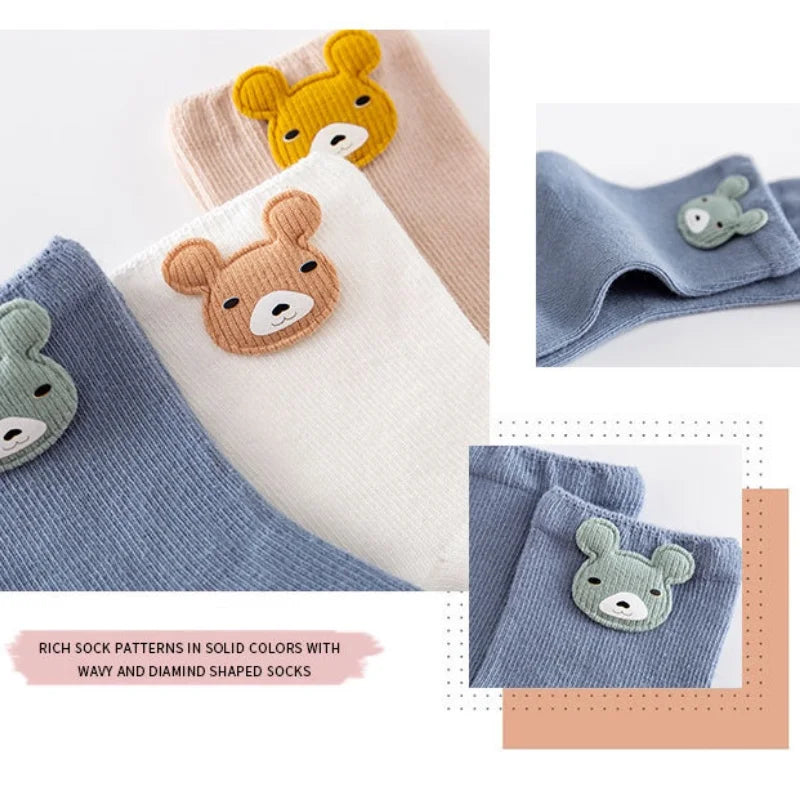 3 Pairs Baby Socks Newborn Baby Boy Girls 0-3 Years Kids Soft Cotton Cartoon Animal Children's Socks for Girls