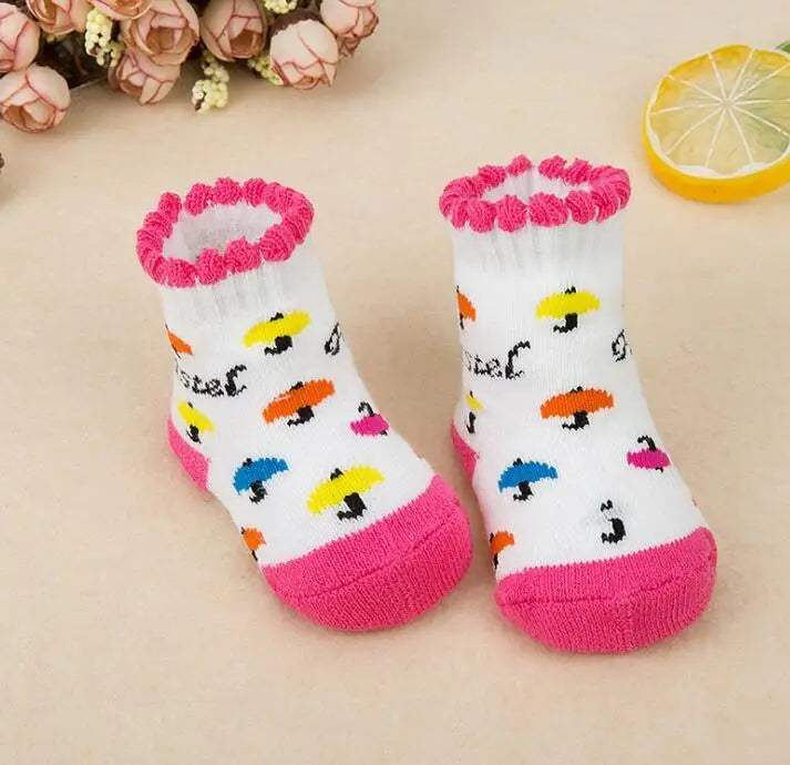 21 Color Baby Socks Boy Girl Winter Cute Bear Puppy Newborn Kids Children Infant Toddler Terry Warm Slipper Striped  Star Dot