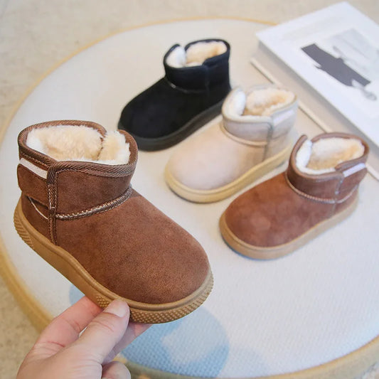 New 2025 Winter Kids' Footwear - Boys' Fleece-Lined Thick Short Snow Boots, Warm Girls' Cotton Boots, Toddler Shoes