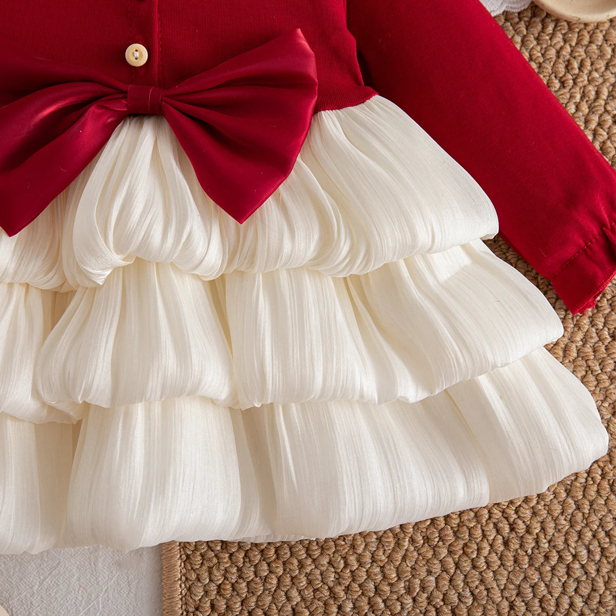 Baby Girl Dress Spring/Fall Red Long-Sleeve Bow Girls Dress Adorable Christmas Baby Dress Baby Girl Clothing