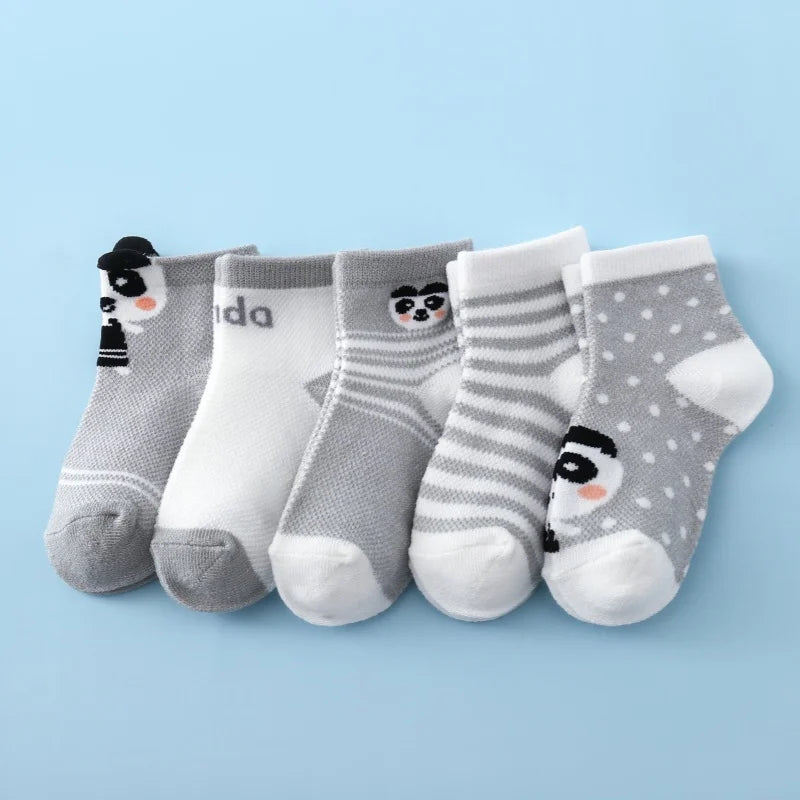 5Pairs/lot Infant Baby Socks For Girls Boys Summer Mesh Thin Baby Socks Cotton Casual Print Newborn Toddler Boy Sock 0-24Month