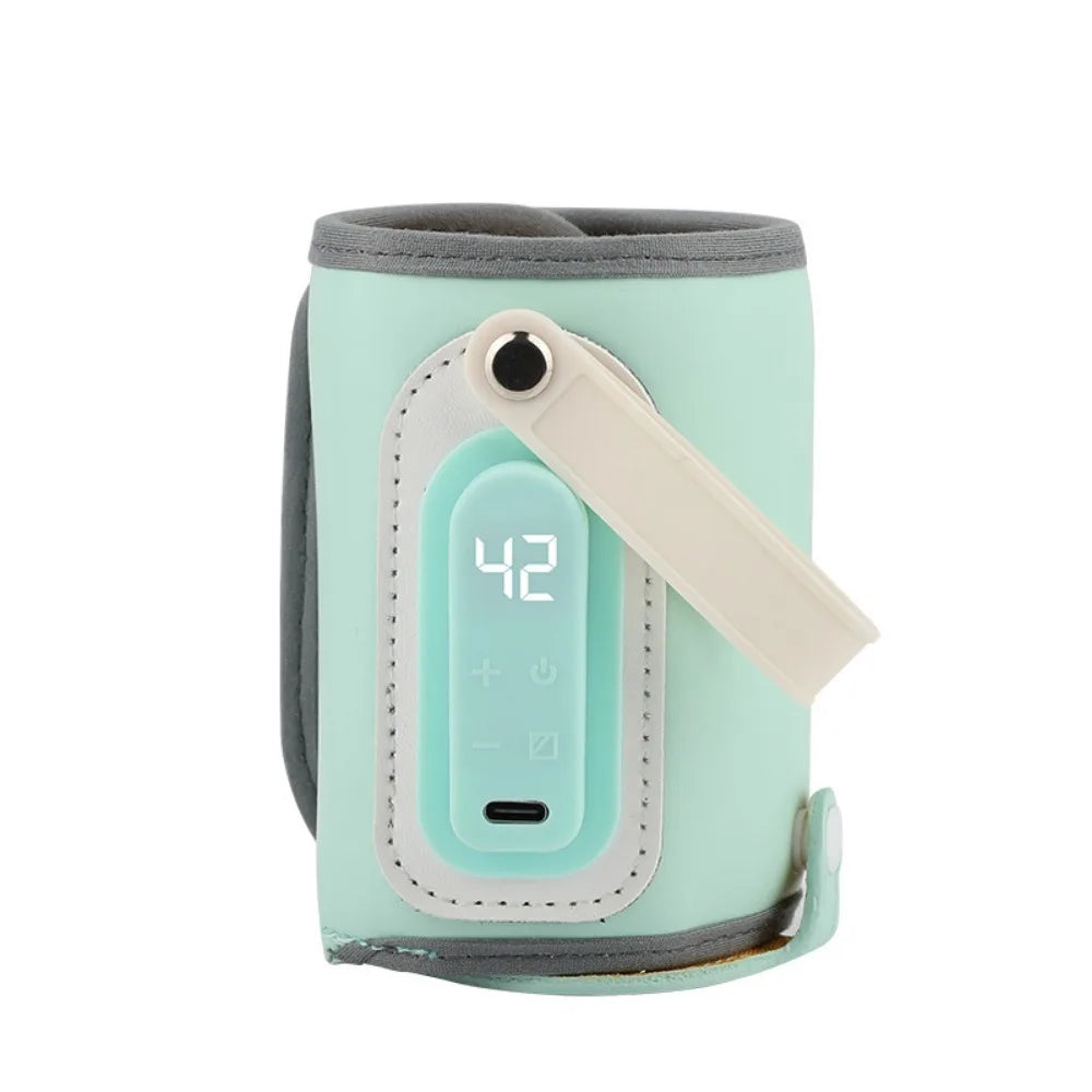 LED Display Portable Baby Bottle Warmer Smart Temperature Control Temperature Adjust Travel Breastmilk Heater 35-50℃ Range