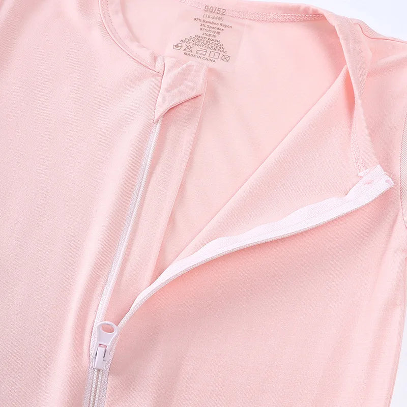 Bamboo Fiber Baby Zipper Foot Romper Baby Boy Girl Clothes Newborn Onesie Baby Jumpsuit Solid Long-Sleeve Baby Pajamas 0-24Month