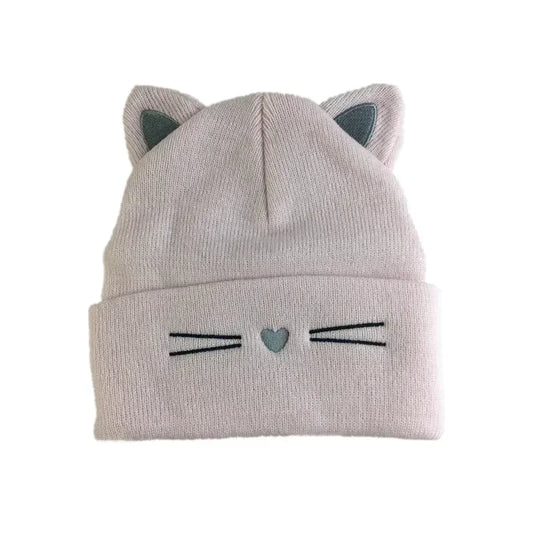 Korean Autumn Winter Hat for Toddler Lovely Animal Cat Beanie for Toddler Boy Girl Warm Elastic Baby Hat for 1-5Y