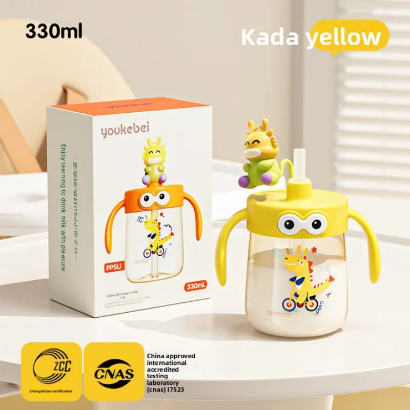 For 1-3Y Anti Choking Baby Bottle PPSU Safe Material Water Cup 240ML Baby Straight Straw Learning Drink Cup Kids Water Bottles