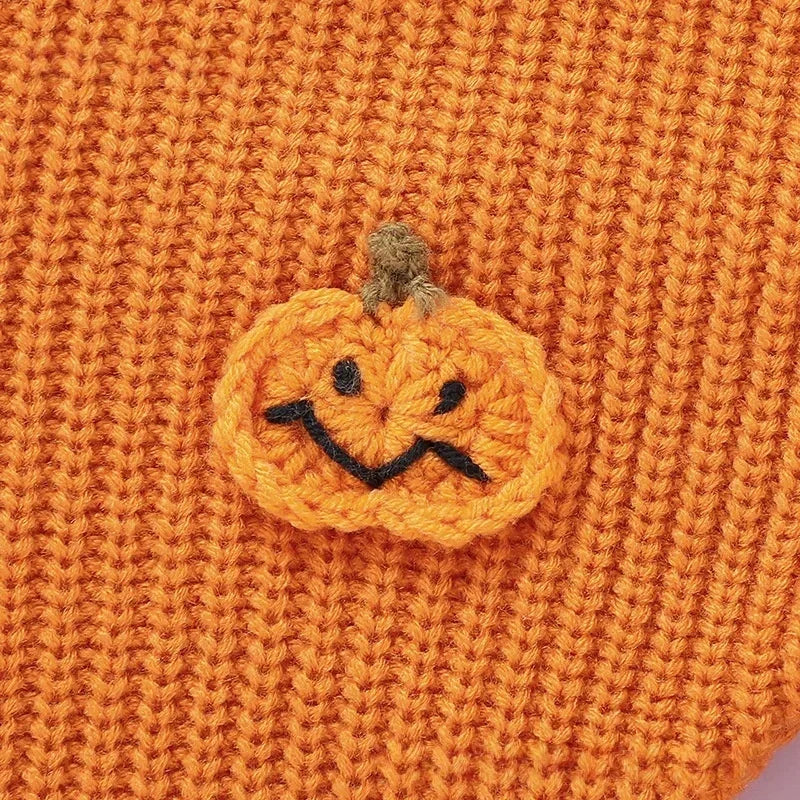 2025 Halloween Baby Knitted Romper 3D Pumpkin Applique Newborn Onesie 0-18M  Autumn  Winter Toddler Jumpsuit Festival Outfit