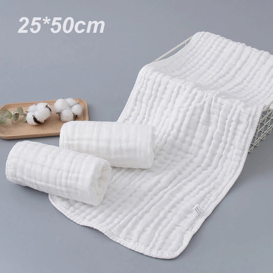 Muslin Newborn Towel Baby Items White 6 Layers Kids Hand Face Towels 100% Cotton Baby Bibs Burp Cloth 1/3Pcs 25*50cm
