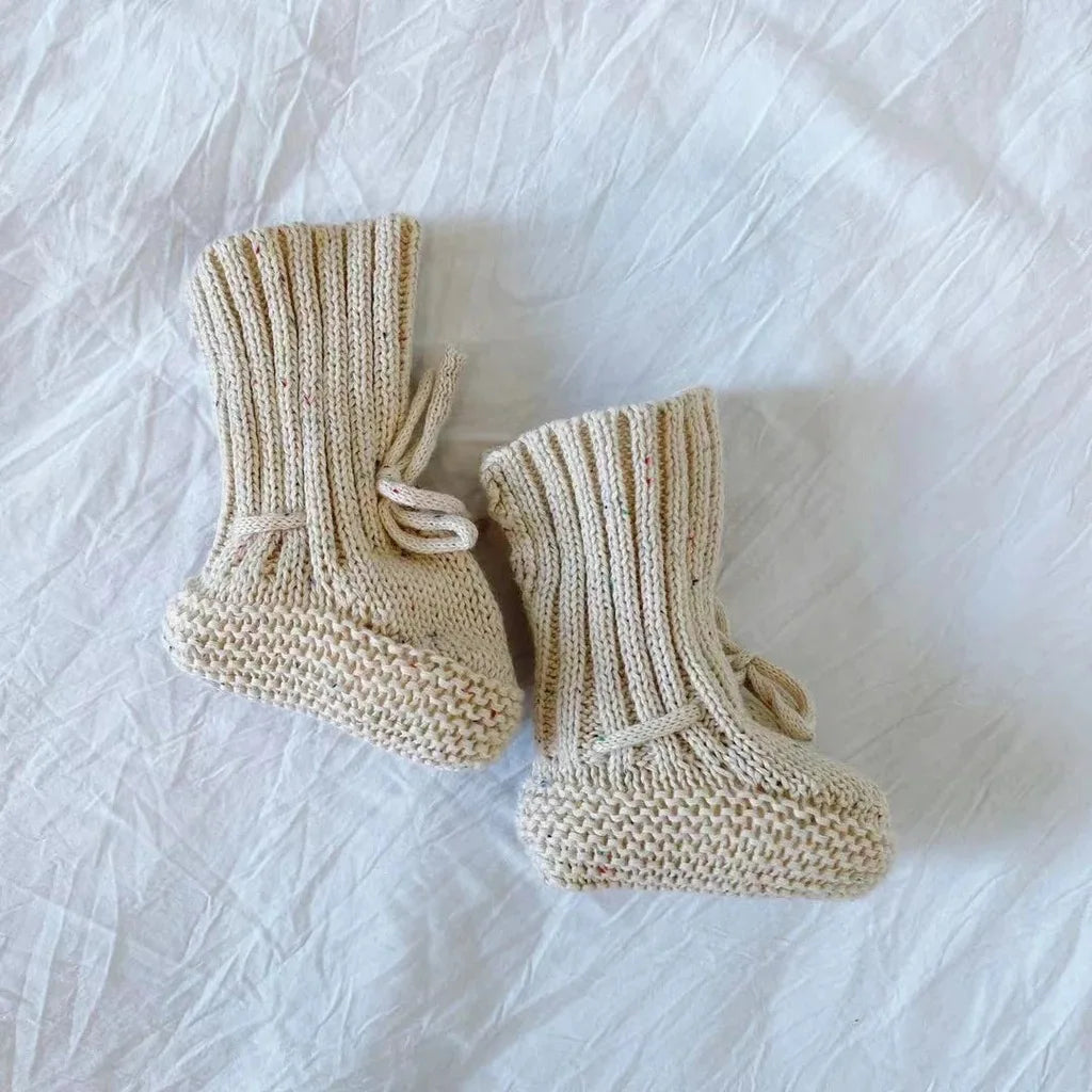 Winter Cute Infant Baby Neutral Booties 100% Cotton Knit Warm Baby Socks Unisex Toddler Baby Shoes Shower Gift